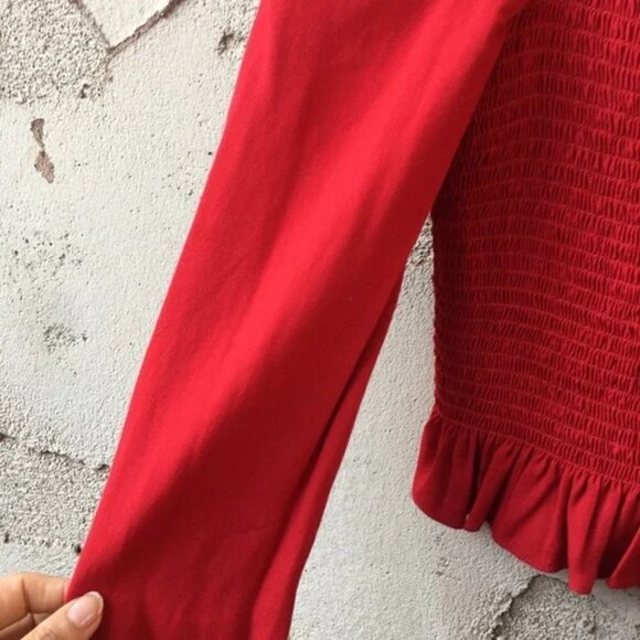 Reformation Francis Top Smocked Blouse Size L - Picture 7 of 10